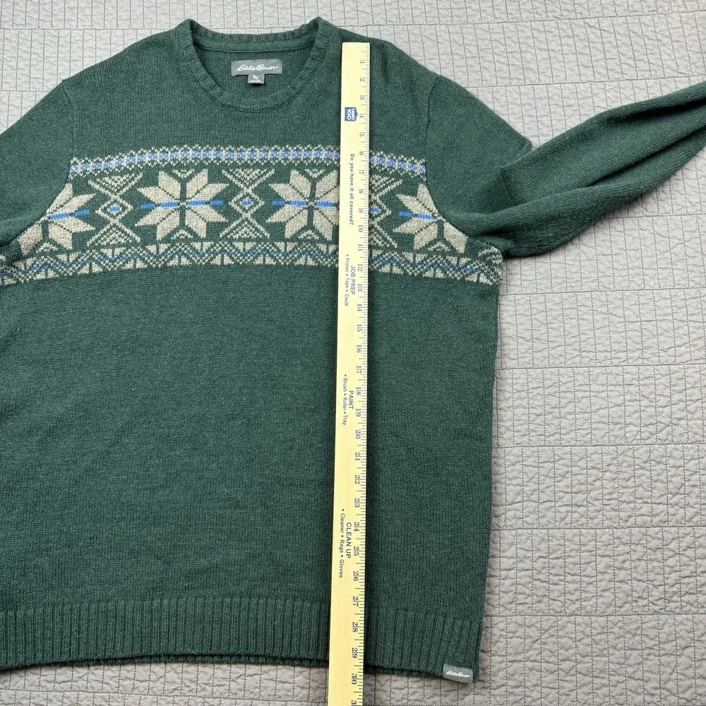 Eddie Bauer Sweater Men's XL Tall Green Wool‎ Blend Nordic Fair Isle Fisherman - Picture 9 of 10